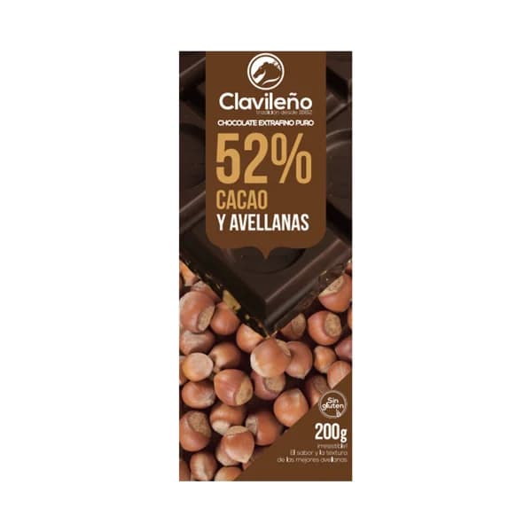 CLAVILEÑO Chocolate negor 52% y avellanas 200 g. - 0.2 kg - Imagen del producto en Findit