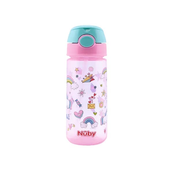 Taza con botón y pajita, estampado de tiburones, 540 ml de capacidad, NUBY. - 1 ud - Imagen del producto en Findit