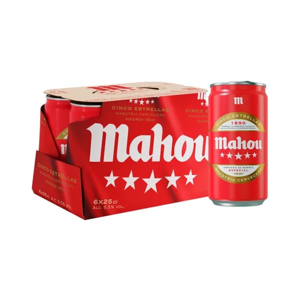 MAHOU Cerveza mahou 5 estrellas pack 6 x 25 cl. - 1.5 l - Imagen del producto en Findit
