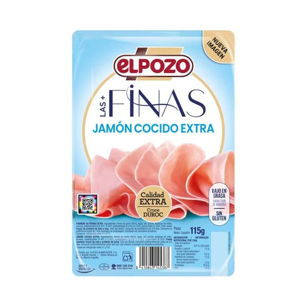 EL POZO Las + finas Jamón cocido extra cruce Duroc, cortado en lonchas finas 115 g. - 0.12 kg - Imagen del producto en Findit