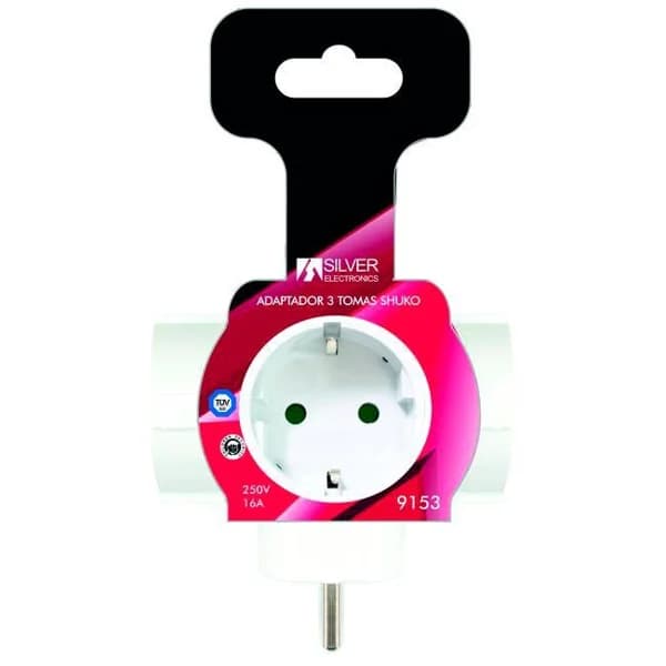 Silver Electronics Adaptador 3 tomas con protector - 1 ud - Imagen del producto en Findit