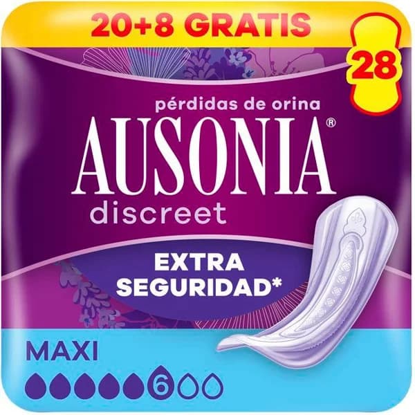 Compresas de incontinencia maxi AUSONIA DISCREET, paquete 28 uds - 28 ud - Imagen del producto en Findit