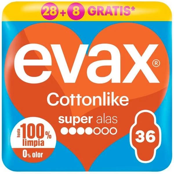 Compresas super con alax EVAX COTTONLIKE, paquete 28+8 uds - 8 ud - Imagen del producto en Findit