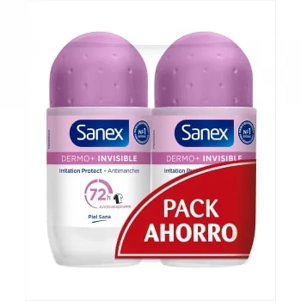 Desodorante roll-on dermo+ invisible Sanex pack 2 unidades 50 ml. - 0.1 l - Imagen del producto en Findit