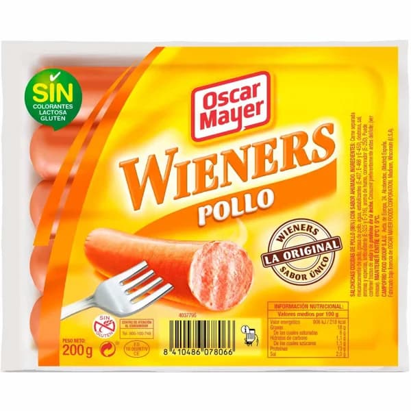 Salchichas de pollo OSCAR MAYER TODO AVE, sobre 200 g - 1 ud - Imagen del producto en Findit