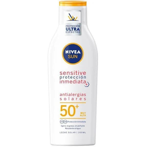 Loción sensitive antialergias solares SPF50+ NIVEA, bote 200 ml - 1 ud - Imagen del producto en Findit