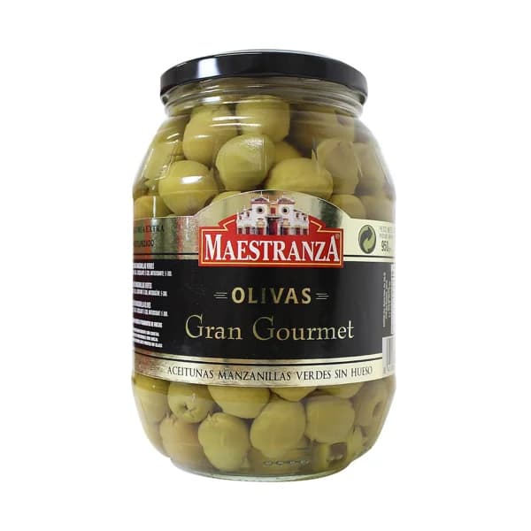 MAESTRANZA Aceitunas verdes manzanilla sin hueso MAESTRANZA GRAN GOURMET bote de 450 g. - 0.53 kg - Imagen del producto en Findit