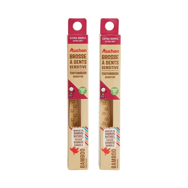 PRODUCTO ALCAMPO Cepillo de dientes infantil (+ 3 años) con mango de bambú natural y filamentos extra suaves. - 1 ud - Imagen del producto en Findit