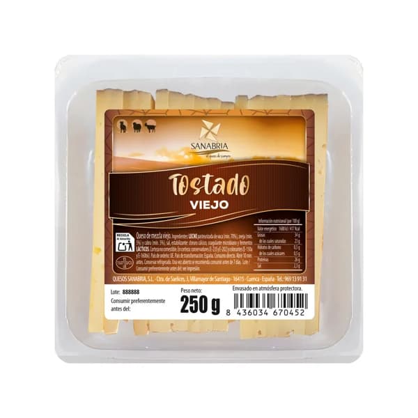 Sanabria Queso mezcla tostado cortado viejo - 0.25 kg - Imagen del producto en Findit