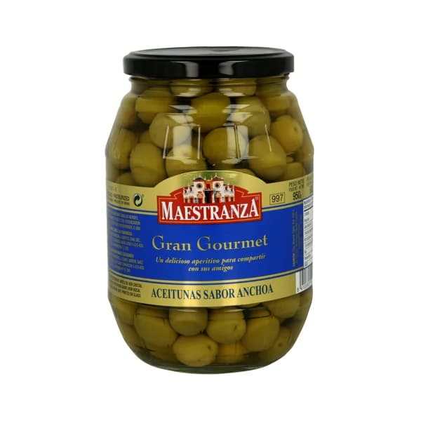 MAESTRANZA Aceitunas verdes con sabor anchoas MAESTRANZA 600 g. - 0.6 kg - Imagen del producto en Findit