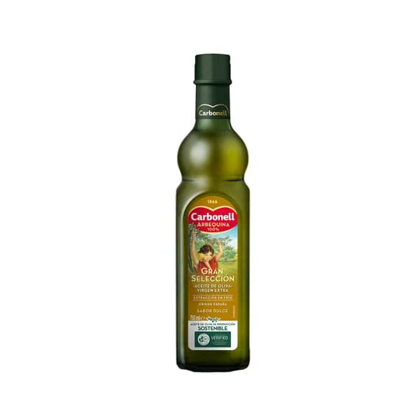 CARBONELL GRAN SELECCION  Aceite de oliva virgen extra Arbequina 100 % botella de cristal de 750 ml. - 0.75 l - Imagen del producto en Findit