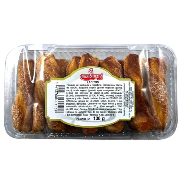 ARRUABARRENA Lacitos de hojaldre bandeja 130 g. - 0.18 kg - Imagen del producto en Findit