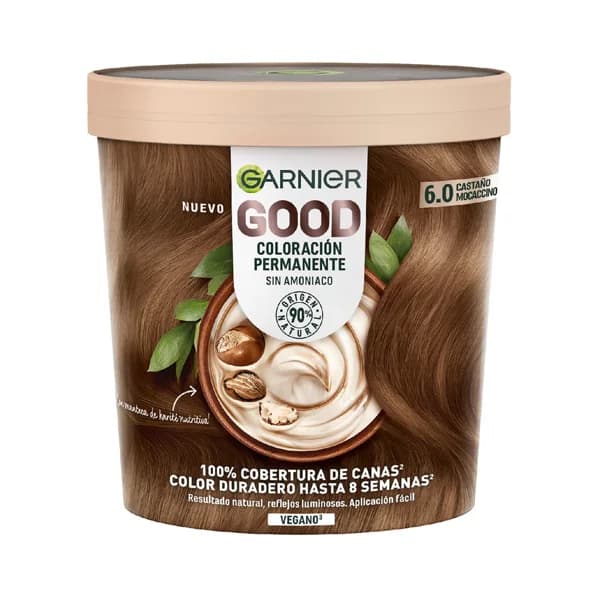 GARNIER Coloracion permanente sin amoniaco, tono 6.0 Castaño mocaccino GARNIER Good. - 1 ud - Imagen del producto en Findit