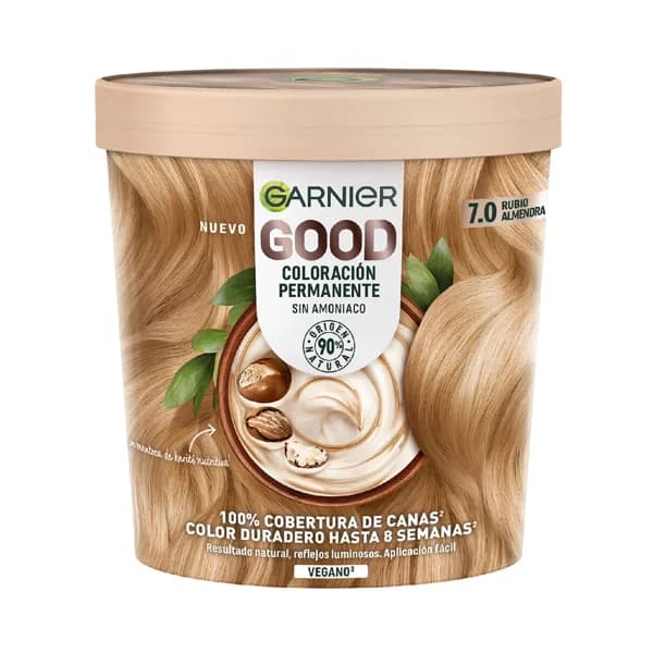 GARNIER Coloracion permanente sin amoniaco, tono 7.0 Rubio almendra GARNIER Good. - 1 ud - Imagen del producto en Findit