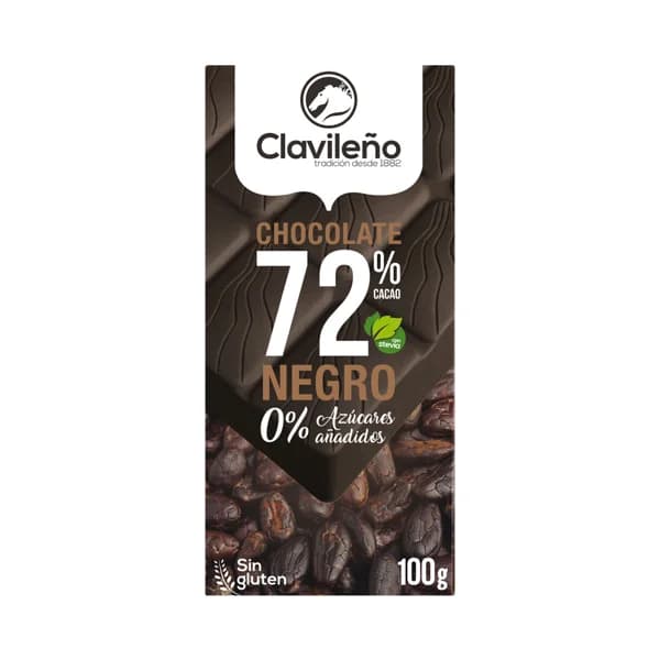 CLAVILEÑO Chocolate negro 72% sin azúcares añadidos 100 g. - 0.1 kg - Imagen del producto en Findit