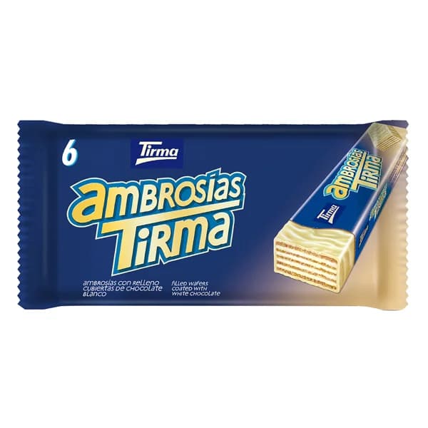 TIRMA Ambrosías con relleno cubiertas de chocolate blanco 6 uds. 129 g. - 0.13 kg - Imagen del producto en Findit