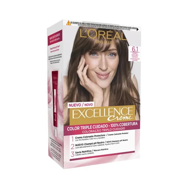 L´ORÉAL PARIS Tinte de pelo permanente tono 6.1 Rubio oscuro ceniza L´ORÉAL PARIS Excellence creme. - 1 ud - Imagen del producto en Findit