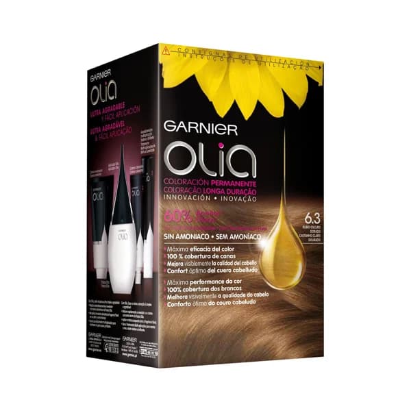 GARNIER Tinte de pelo color rubio oscuro dorado, tono 6.3 GARNIER Olia. - 1 ud - Imagen del producto en Findit