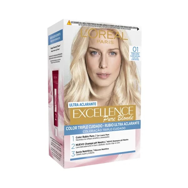 L´ORÉAL PARIS Ultra aclarante tono 01 Rubio ultra claro natural L'ORÉAL Excellence pure blonde. - 1 ud - Imagen del producto en Findit