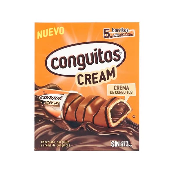 CONGUITOS Barritas de barquillo cubiertas de chocolate con leche rellenas de crema de Conguitos 5 uds. x 23 g. - 0.12 kg - Imagen del producto en Findit