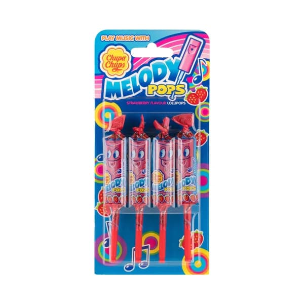 CHUPA CHUPS Caramelo con palo de sabor fresa, Melody Pops CHUPA CHUPS 4 uds. x 15 g. - 0.06 kg - Imagen del producto en Findit