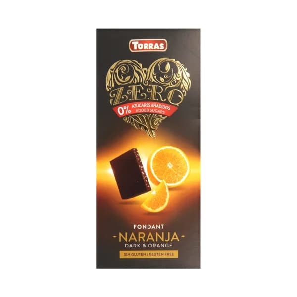 TORRAS Chocolate sin azucares añadidos, negro, naranja 125 g. - 0.13 kg - Imagen del producto en Findit