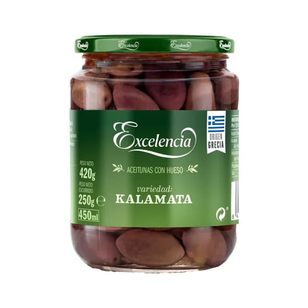 EXCELENCIA Aceituna kalamata frasco 250 g. - 0.25 kg - Imagen del producto en Findit
