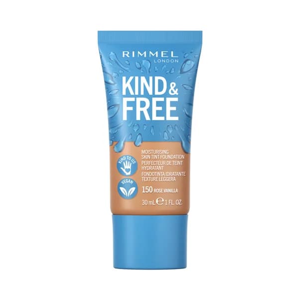 RIMMEL  Kind & free Tono 150 Rose Vainilla Base de maquillaje hidratante para un acabado radiante y saludable, 30 ml. - 1 ud - Imagen del producto en Findit