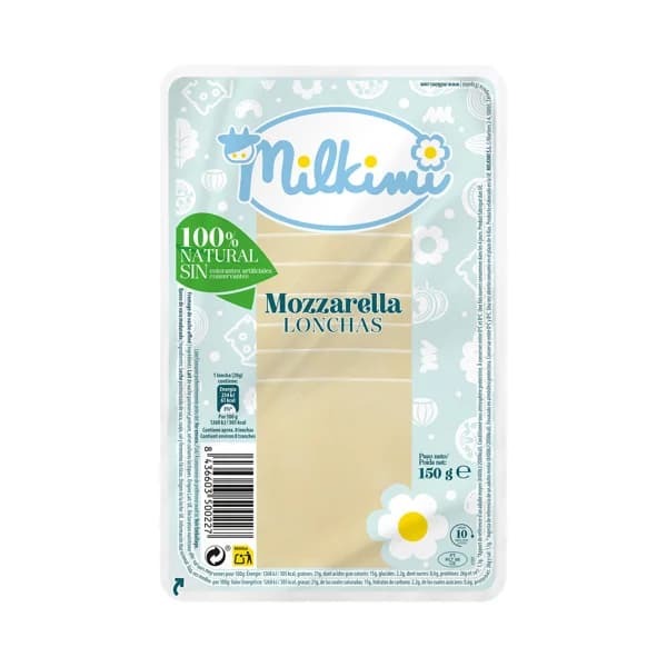 MILKIMI Lonchas de mozzarella 100% natural150 g. - 0.15 kg - Imagen del producto en Findit