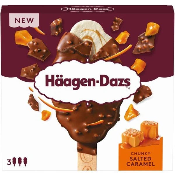 Helado Bombón Chuncky Salted Caramel HAAGEN DAZS, pack 3x80 ml - 0.24 l - Imagen del producto en Findit