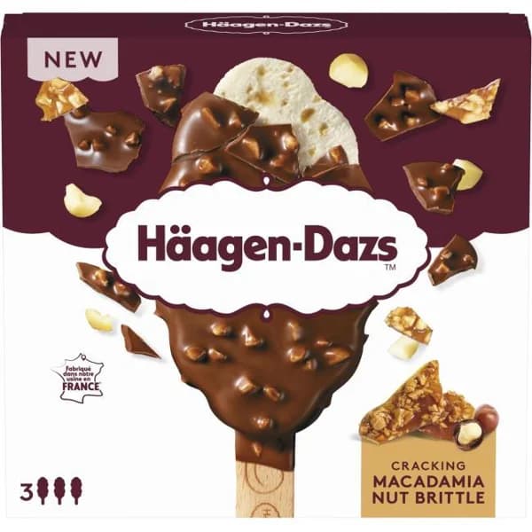 Helado Bombón crema vainilla-macadamia HAAGEN DAZS, pack 3x80 ml - 0.24 l - Imagen del producto en Findit
