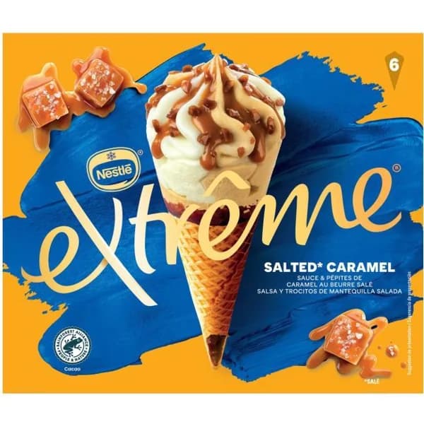 Helado cono Salted Caramel EXTREME, pack 6x110 ml - 0.66 l - Imagen del producto en Findit