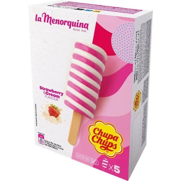 Helado Espiral Chupa Chups LA MENORQUINA, pack 5x45 g - 0.23 kg - Imagen del producto en Findit