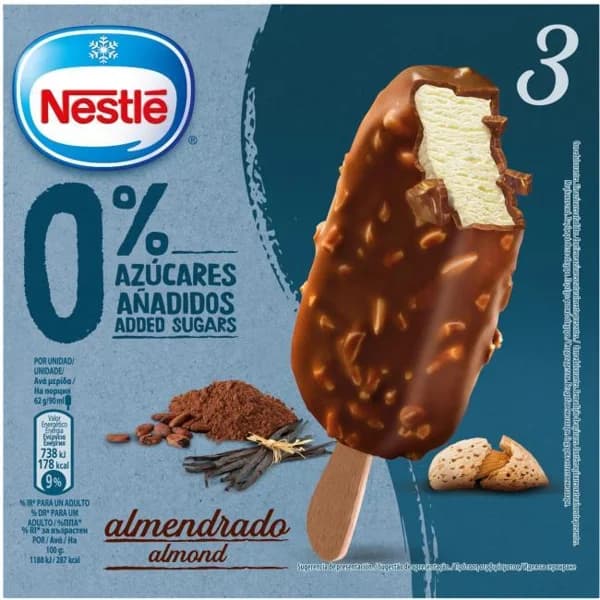 Bombón almendrado 0% azúcar añadido NESTLE, pack 3x90 ml - 0.27 l - Imagen del producto en Findit