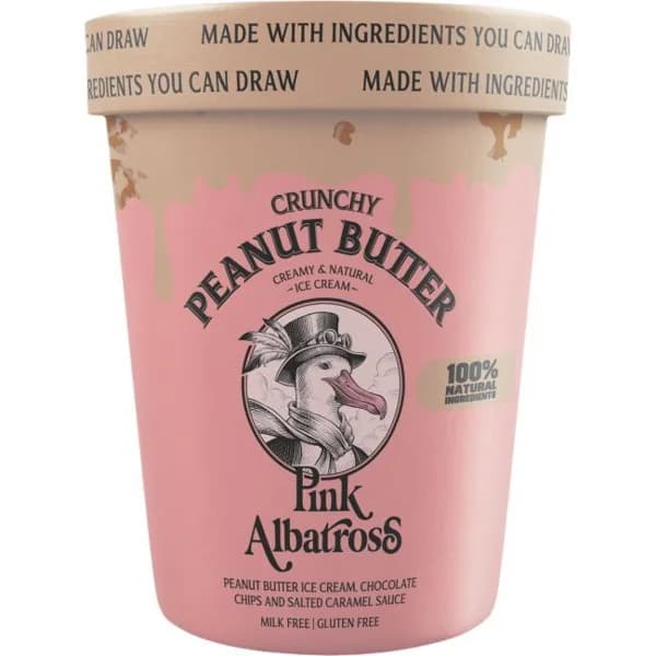 Helado Peanut Butter PINK ALBATROSS, tarrina 480 ml - 0.48 l - Imagen del producto en Findit