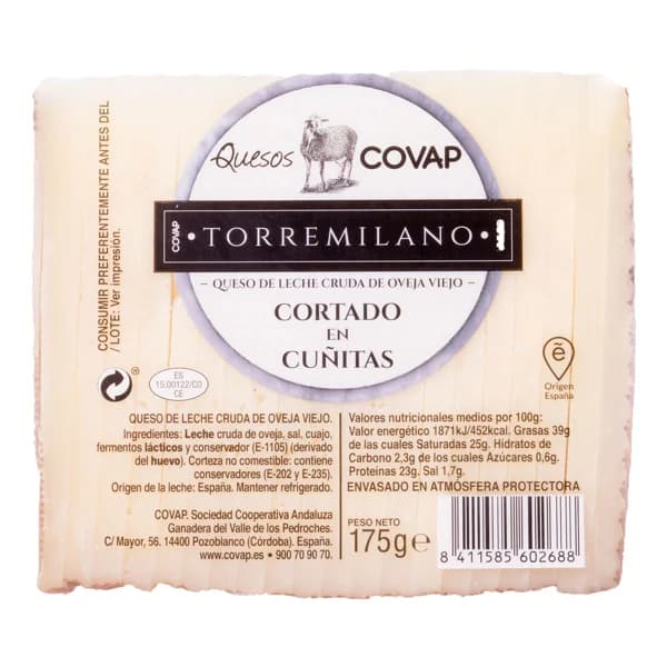 COVAP Queso de oveja torremilano curado cortado en cuñitas 175 g. - 0.18 kg - Imagen del producto en Findit