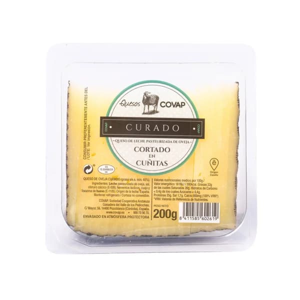 COVAP Queso de leche pasteurizada de oveja, curado, cortado en cuñitoas COVAP 200 g. - 0.18 kg - Imagen del producto en Findit
