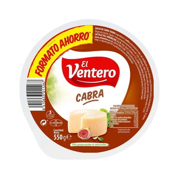 EL VENTERO Queso de cabra tierno EL VENTERO 550 g. - 0.55 kg - Imagen del producto en Findit