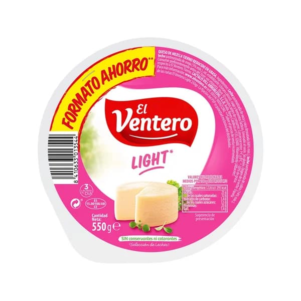 EL VENTERO Queso mezcla tierno light EL VENTERO LIGHT 550 g. - 0.55 kg - Imagen del producto en Findit