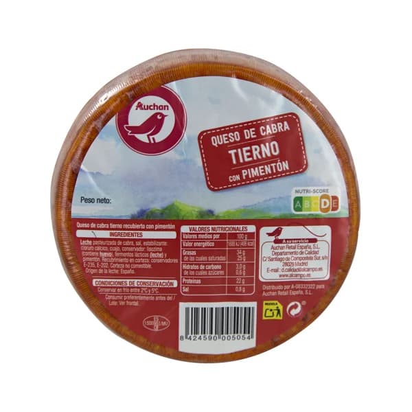 AUCHAN Queso de cabra al pimentón Producto Alcampo - 1 ud - Imagen del producto en Findit