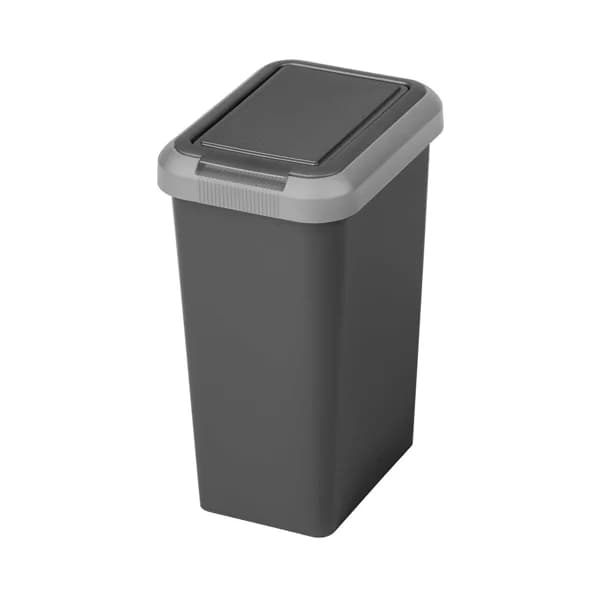 ACTUEL Cubo de basura de plástico reciclado, color gris y doble apertura. - 1 ud - Imagen del producto en Findit