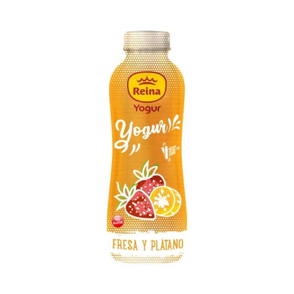 REINA Yogur líquido para beber, con fresa y plátano, elaborado sin gluten 600 g. - 0.6 kg - Imagen del producto en Findit