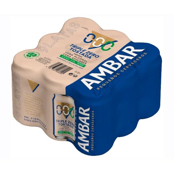 AMBAR Cerveza triple zero tostada pack 9 latas 33 cl. - 2.97 l - Imagen del producto en Findit