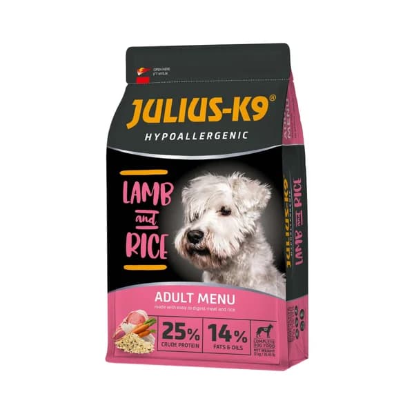 JULIUS K9 Pienso hipoalergénico de cordero y arroz para perros adultos, JULIUS-K9 saco 3 kg. - 3 kg - Imagen del producto en Findit