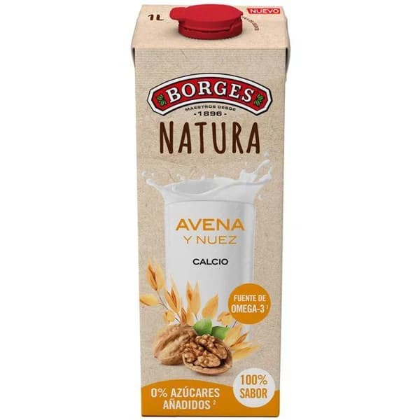 Bebida vegetal de avena y nuez BORGES, brik 1 litro - 1 l - Imagen del producto en Findit
