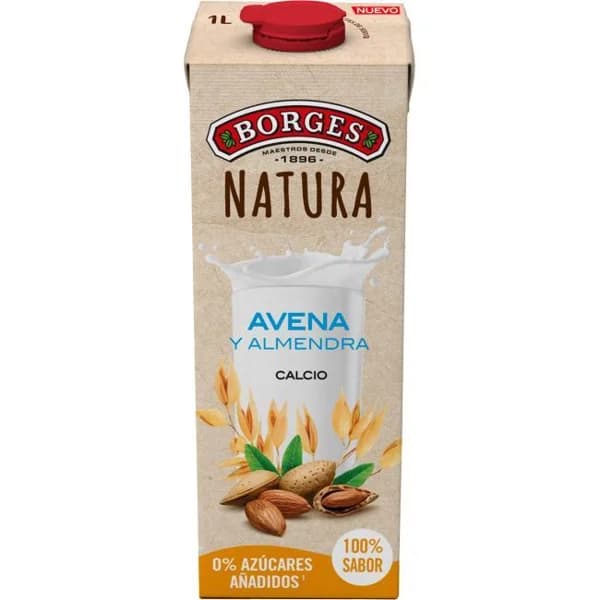 Bebida vegetal de avena y almendra BORGES, brik 1 litro - 1 l - Imagen del producto en Findit