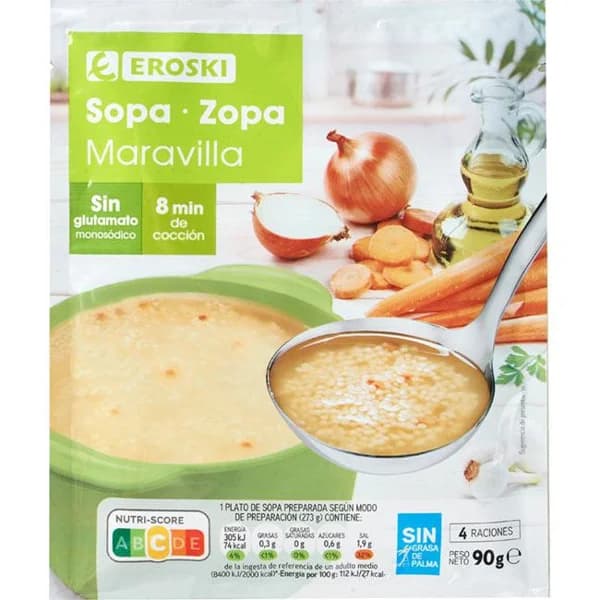 Sopa Maravilla EROSKI, sobre 90 g - 0.09 kg - Imagen del producto en Findit