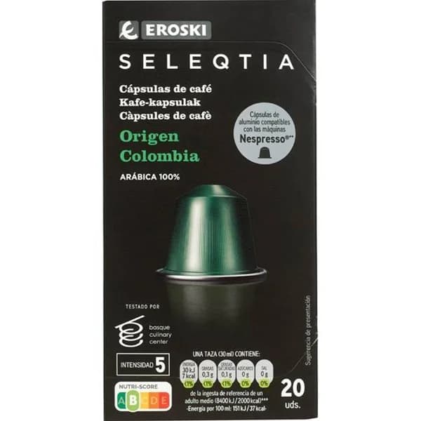 Café Colombia cápsulas comp. Nespresso SELEQTIA, caja 20 uds - 20 ud - Imagen del producto en Findit