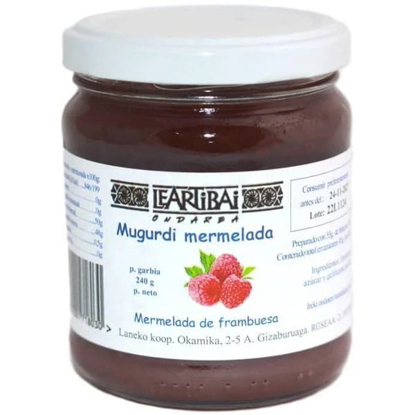 Mermelada de frambuesa LEARTIBAI, frasco 240 g - 0.24 kg - Imagen del producto en Findit