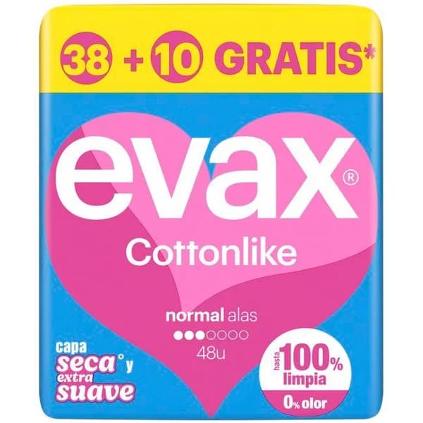 Compresas normal con alas EVAX COTTONLIKE, paquete 38+10 uds - 10 ud - Imagen del producto en Findit